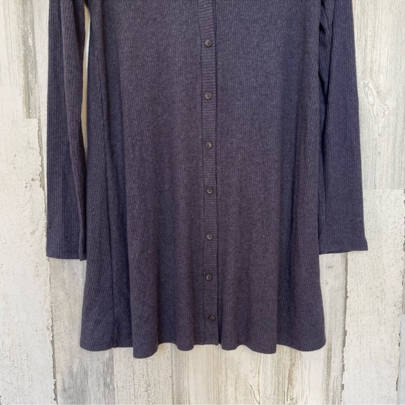 Lulus Sweet Comfort Navy Button Front Long Sleeve Ribbed Sweater Dress Size M - Picture 5 of 7